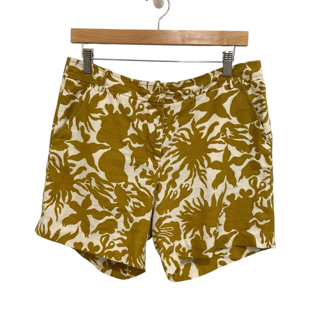 J. Crew city fit 100% linen shorts tropical print